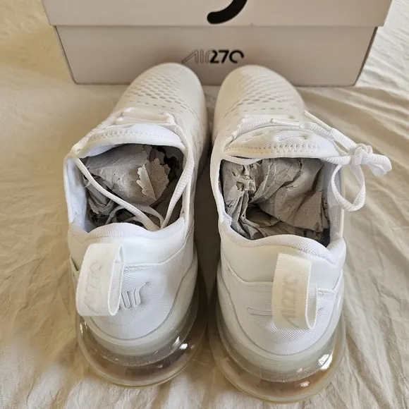 Nike White and Tan Sneakers Air Max 270