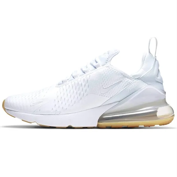 Nike White and Tan Sneakers Air Max 270