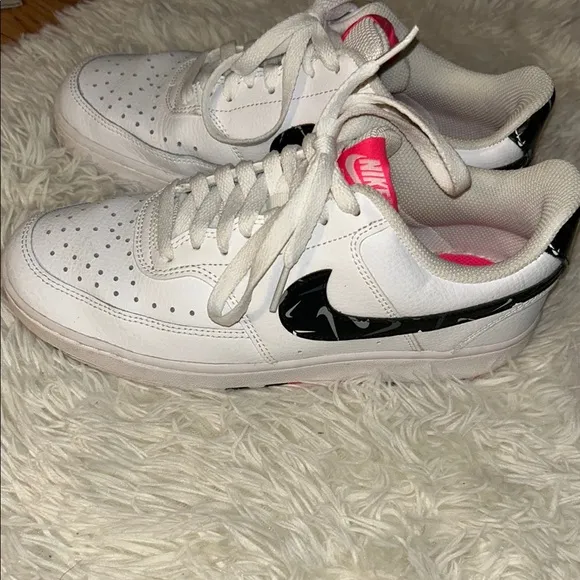 Nike Women's Court Vision White and Black Sneakers