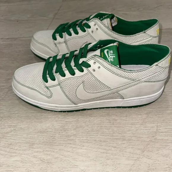 Nike X Ishod Wair SB Dunk White and Green Athletic Shoes