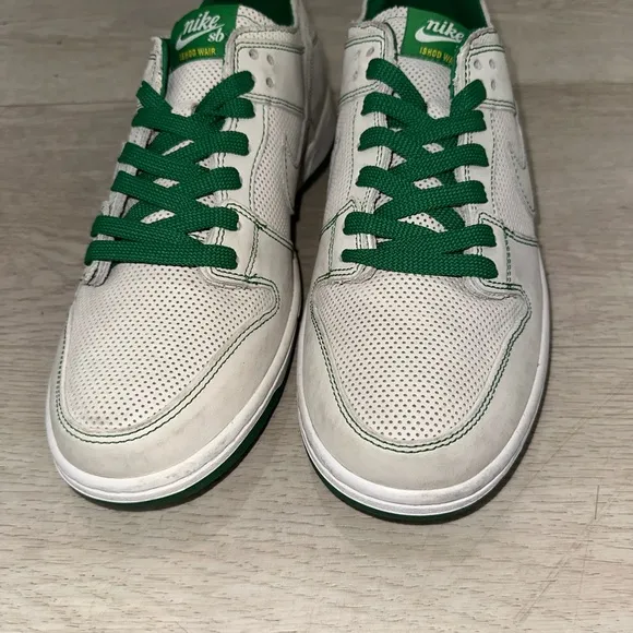 Nike X Ishod Wair SB Dunk White and Green Athletic Shoes