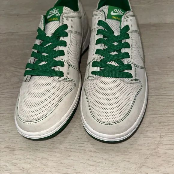Nike X Ishod Wair SB Dunk White and Green Athletic Shoes