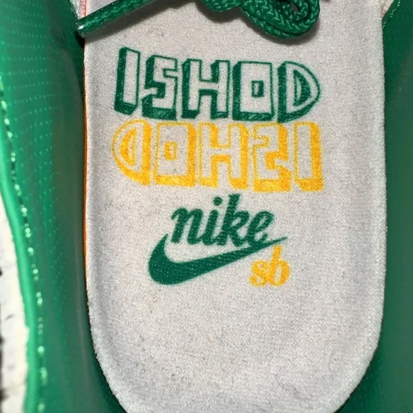 Nike X Ishod Wair SB Dunk White and Green Athletic Shoes