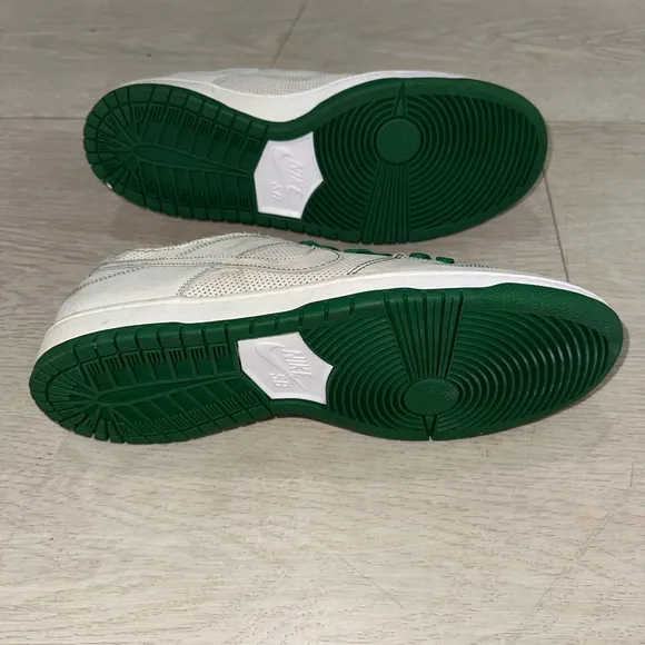 Nike X Ishod Wair SB Dunk White and Green Athletic Shoes