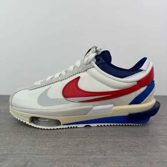 Nike x Sacai Cortez SP OG Shoes -White/Red/Blue- DQ0581-100 Men's 6, 8.5