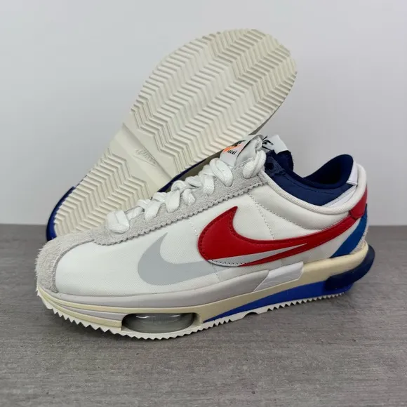 Nike x Sacai Cortez SP OG Shoes -White/Red/Blue- DQ0581-100 Men's 6, 8.5