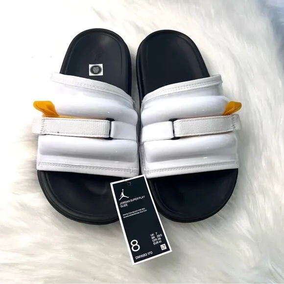 Nike Jordan Super Play Slide Slippers White/Taxi DM1683-170, Men Size 8
