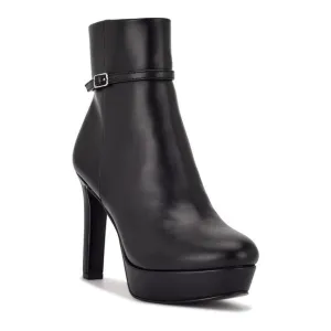 Nine West Gripe Black Faux Leather High Heel Platform Ankle Boots Size 9.5M