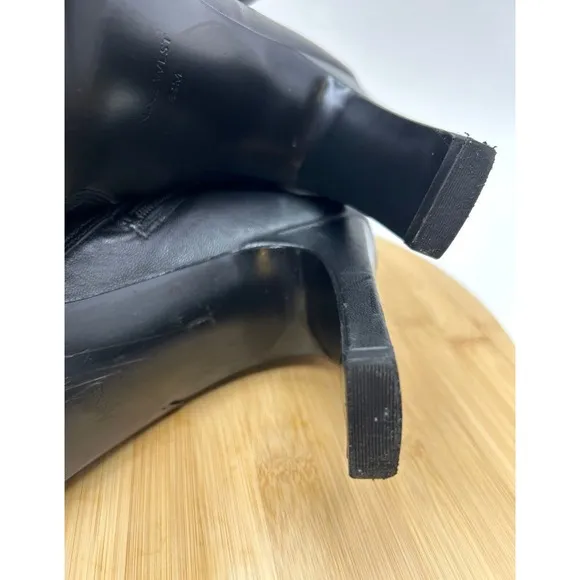 Nine West Leather Ankle Boots Heeled Booties Designer Style Safety Pin Detail