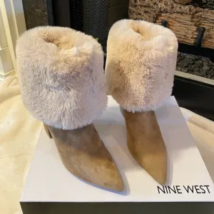 Nine West Tan Ankle Boots with Fur Trim