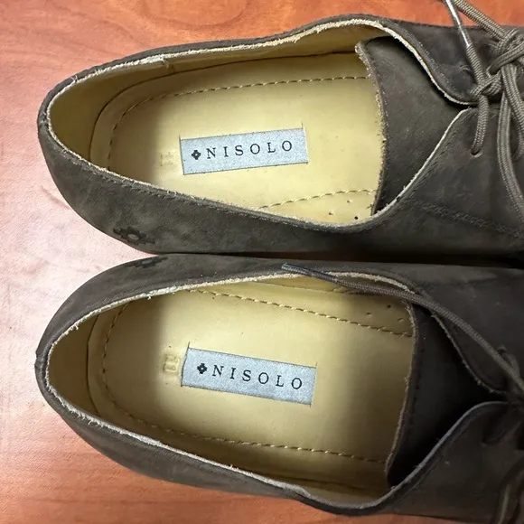 Nisolo Willan Oxford in Steel Brown Leather Mens Size 11 Dress Shoes Work Office