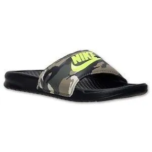 NK Benassi Camo Print Slide  Black Dark Mica Green Slippers