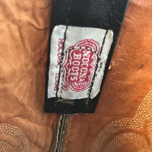 Nocona Trail Womens Black Leather Cowboy Western Boots 7 Wide 8001 USA