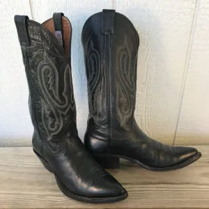 Nocona Trail Womens Black Leather Cowboy Western Boots 7 Wide 8001 USA