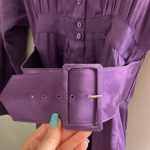Nora Noh purple silk belted dress