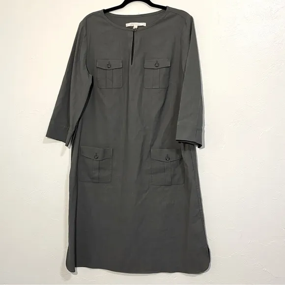 Nordstrom Collection Grey CastleRock Linen Blend Minimalist Shift Dress
