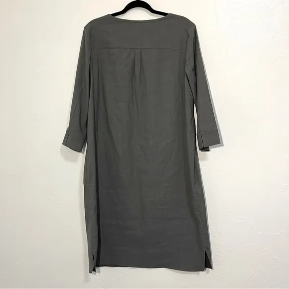 Nordstrom Collection Grey CastleRock Linen Blend Minimalist Shift Dress