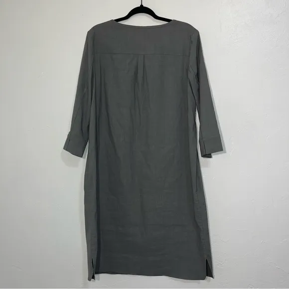Nordstrom Collection Grey CastleRock Linen Blend Minimalist Shift Dress