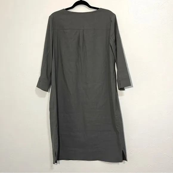 Nordstrom Collection Grey CastleRock Linen Blend Minimalist Shift Dress