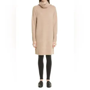 NORDSTROM SIGNATURE Long Sleeve 95% Cashmere Sweater Dress Tan Camel Size M
