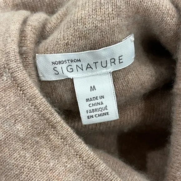 NORDSTROM SIGNATURE Long Sleeve 95% Cashmere Sweater Dress Tan Camel Size M