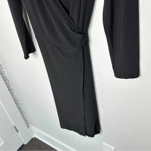 Norma Kamali Black Sweetheart Wrap Dress Classic Large Neutral Minimalist Work