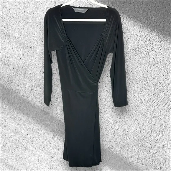 Norma Kamali Black Sweetheart Wrap Dress Classic Large Neutral Minimalist Work