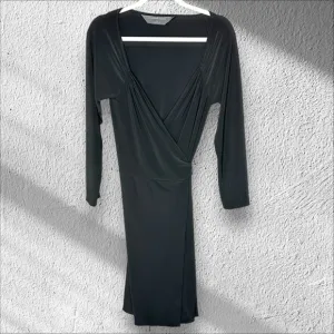 Norma Kamali Black Sweetheart Wrap Dress Classic Large Neutral Minimalist Work