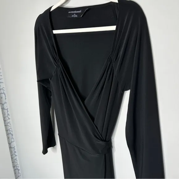 Norma Kamali Black Sweetheart Wrap Dress Classic Large Neutral Minimalist Work