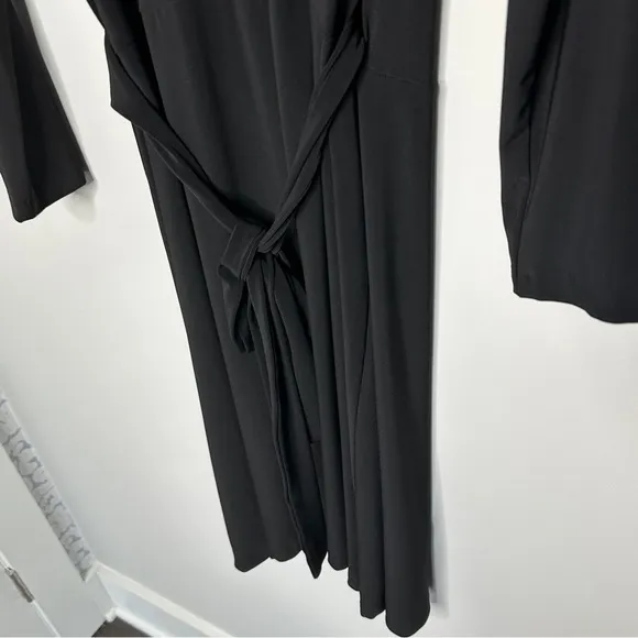 Norma Kamali Black Sweetheart Wrap Dress Classic Large Neutral Minimalist Work