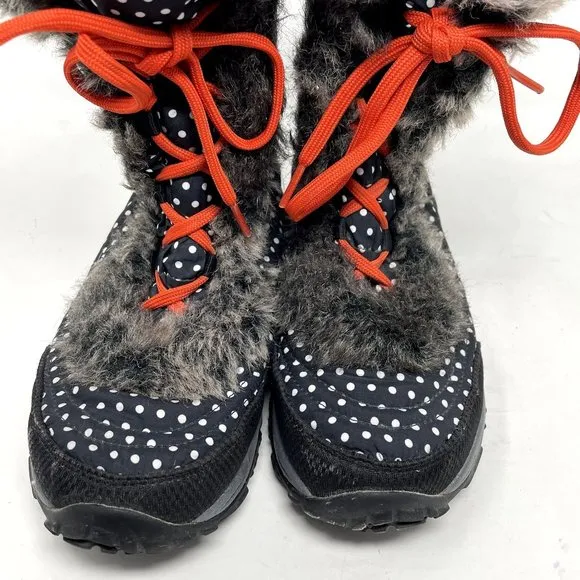North Face Black and White Polka Dot Boots, Youth Size 5