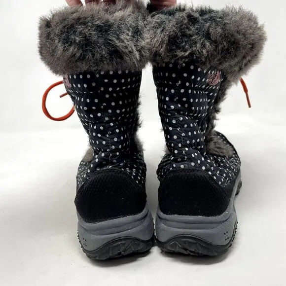 North Face Black and White Polka Dot Boots, Youth Size 5