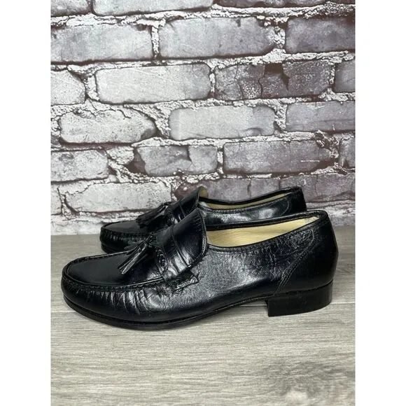 Nunn Bush Black Leather Slip On Tassel Loafers Dress Shoes Men’s Sz 7.5M US/41EU