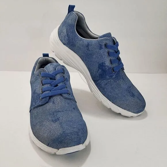 Nurse Mates Velocity Distressed Denim Slip Resistant Sneaker Shoes Size 9 M