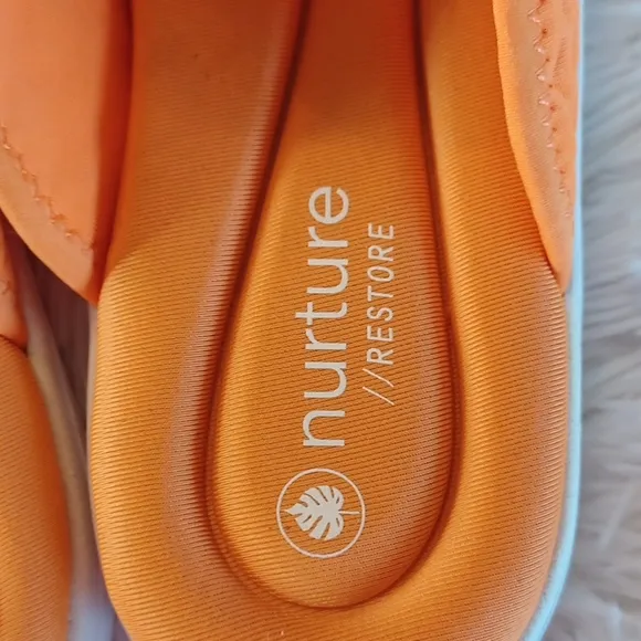 Nurture neon orange slip on Croc Embossed comfort shoes Size 10 New