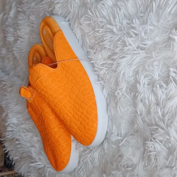 Nurture neon orange slip on Croc Embossed comfort shoes Size 10 New