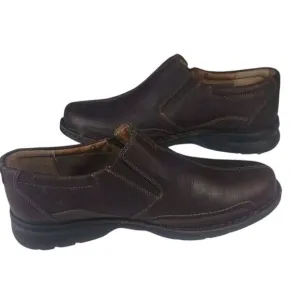 NWOB CLARKS Mens COTRELL LOAFERS 13M Leather Brown Round Toe Slip On Sho…