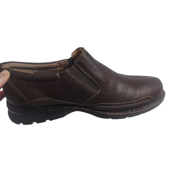NWOB CLARKS Mens COTRELL LOAFERS 13M Leather Brown Round Toe Slip On Sho…
