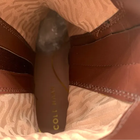 NWOB Cole Haan Womens Chrystie Square Toe Bootie brown leather heel size9B  1299