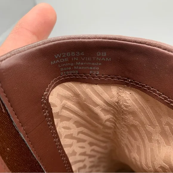NWOB Cole Haan Womens Chrystie Square Toe Bootie brown leather heel size9B  1299