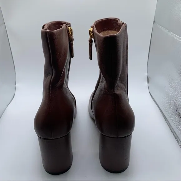 NWOB Cole Haan Womens Chrystie Square Toe Bootie brown leather heel size9B  1299