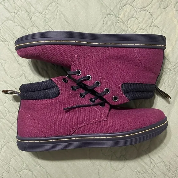 NWOB Dr Martens Womens Belmont Boot Oxblood Canvas Ankle Chukka Maroon  Size 7