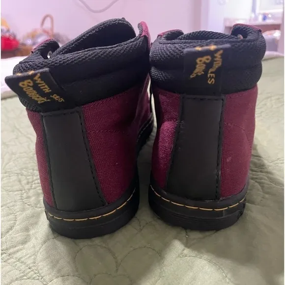 NWOB Dr Martens Womens Belmont Boot Oxblood Canvas Ankle Chukka Maroon  Size 7