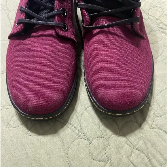 NWOB Dr Martens Womens Belmont Boot Oxblood Canvas Ankle Chukka Maroon  Size 7