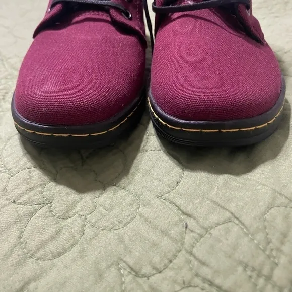 NWOB Dr Martens Womens Belmont Boot Oxblood Canvas Ankle Chukka Maroon  Size 7