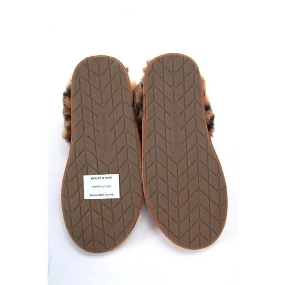 NWOB KOOLABURRA BY UGG Milo cheetah slippers slip on slide suede shoes tan 6