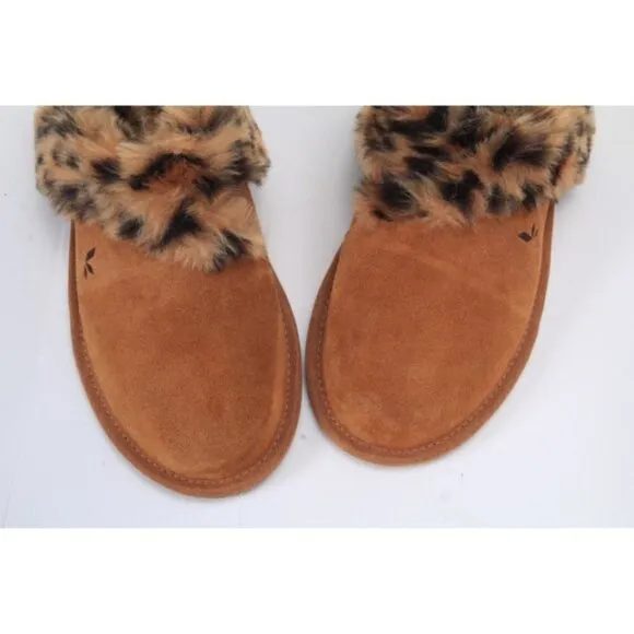 NWOB KOOLABURRA BY UGG Milo cheetah slippers slip on slide suede shoes tan 6