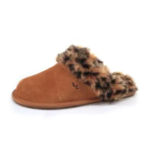 NWOB KOOLABURRA BY UGG Milo cheetah slippers slip on slide suede shoes tan 6
