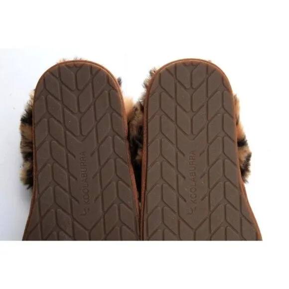 NWOB KOOLABURRA BY UGG Milo cheetah slippers slip on slide suede shoes tan 6