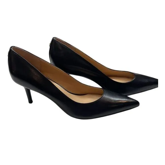 NWOB LAUREN Ralph Lauren Classic Black Leather Pointed Toe Pumps Mid Heel Sz 9.5